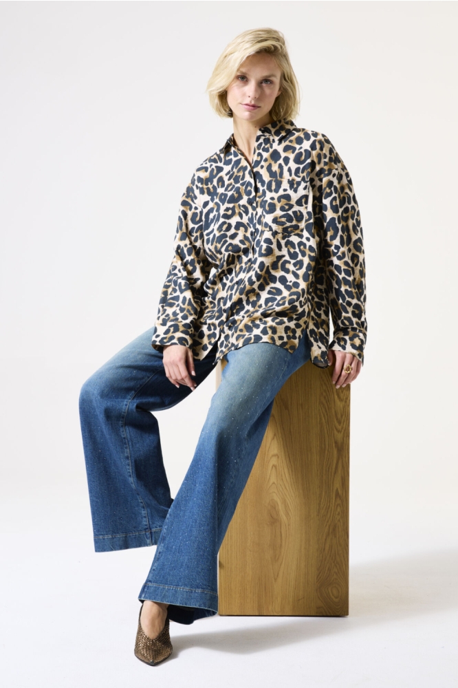 BLOUSE MET PRINT H50034 912 ALMOND